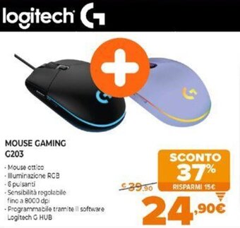 Expert Logitech Mouse Gaming G203 offerta