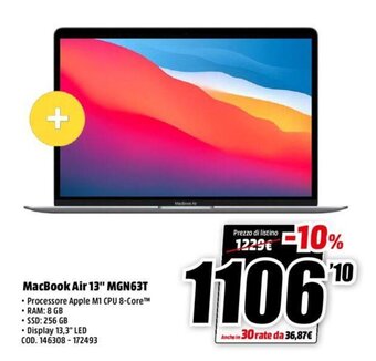 MediaWorld Macbook Air 13" MGN63T offerta