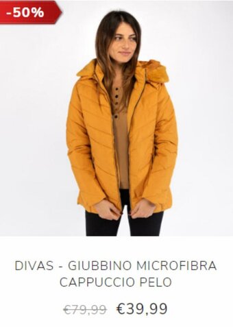 Divas - Giubbino Microfibra Cappuccio Pelo