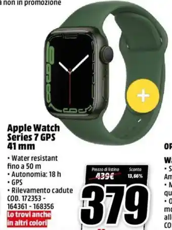 MediaWorld Apple Watch Series 7 GPS 41 mm offerta