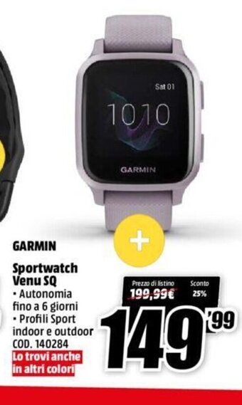 MediaWorld Garmin Sportwatch Venu SQ offerta