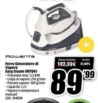 MediaWorld Rowenta Ferro Generatore di Vapore Easy Steam VR7041 offerta