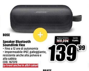 MediaWorld Bose Speaker Bluetooth Soundlink Flex offerta