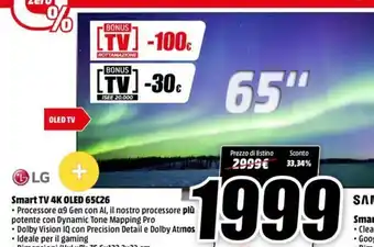 MediaWorld LG Smart TV 4K Oled 65"C26 offerta
