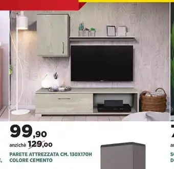 Parete Attrezzata 130x170 cm H Colore Cemento