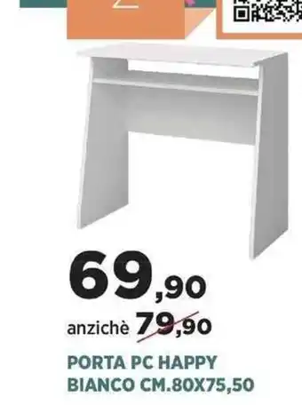 Porta PC Happy Bianco cm. 80x75,50