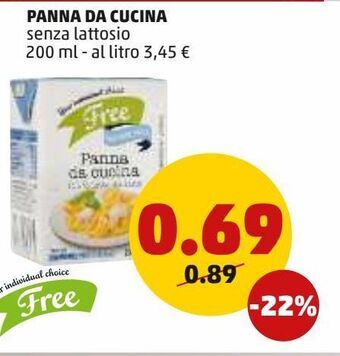 PENNY Panna da cucina senza lattosio 200 ml offerta
