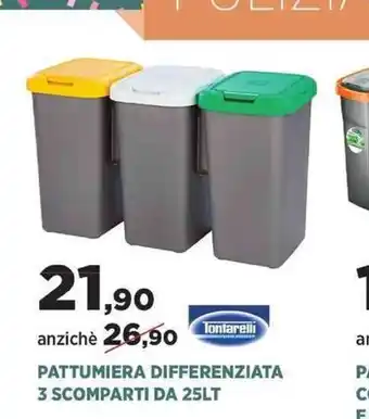 Pattumiera Differenziata 3 Scomparti DA 25LT