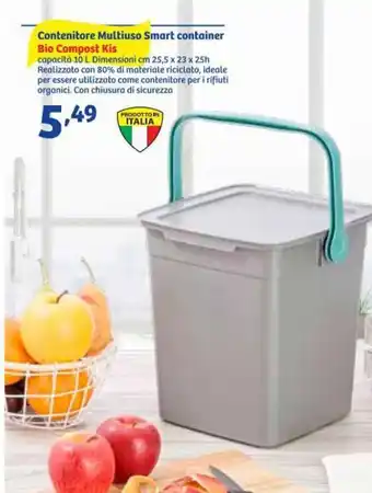 In'S Mercato Bio Compost Kis Contenitore Multiuso Smart container 10 L 25,5 x 23 x 25h cm. offerta