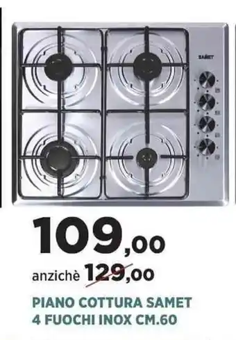 Piano Cottura Samet 4 Fuochi Inox cm. 60