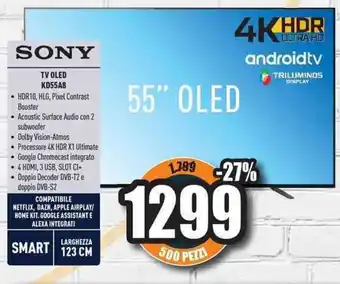 Unieuro Sony TV OLED KD55A8 offerta