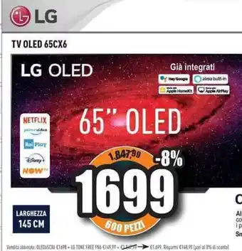 Unieuro LG TV OLED 65CX6 offerta
