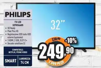 Unieuro Philips TV LED 32PHS6605 offerta