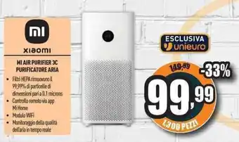 Unieuro Xiaomi Mi Air Purifier 3C Purificatore Aria offerta