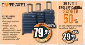 Unieuro Set 3 Trolley Rigidi Trioa9123blue offerta