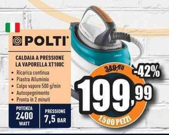 Unieuro Polti Caldaia a Pressione La Vaporella XT100C offerta