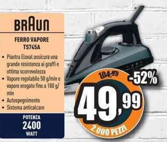 Unieuro Braun Ferro Vapore TS745A offerta