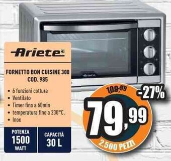 Unieuro Ariete Fornetto Bon Cuisine 300 COD. 985 offerta