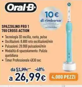Unieuro Oral B Spazzolino Pro 1 700 Cross Action offerta