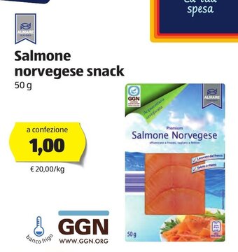 ALDI Salmone norvegese snack 50g offerta