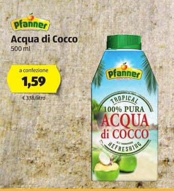 ALDI Pfanner Acqua di Cocco 500ml offerta