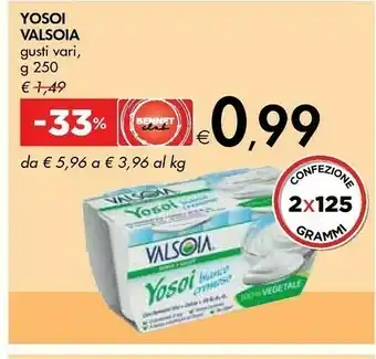 Bennet Valsoia Yosoi Bianco Cremoso 250 G(ml) offerta