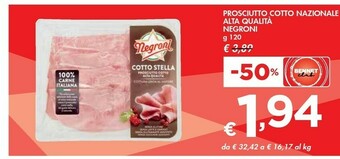 Bennet Negroni Cotto Stella Prosciutto Cotto Alta Qualità offerta