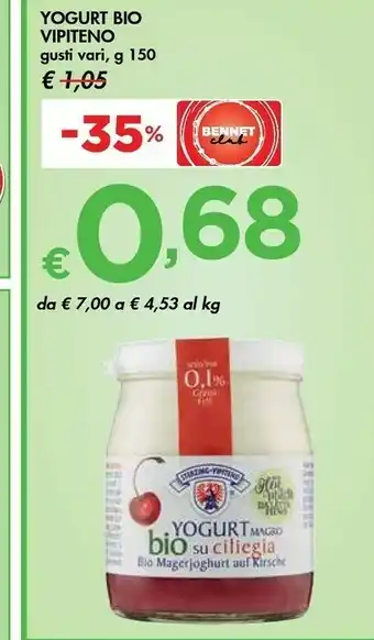 Bennet Vipiteno Sterzing- - Yogurt Bio Fragola 150 G(ml) offerta