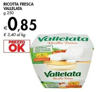 Bennet Vallelata Ricotta Fresca Senza Conservanti 250 G(ml) offerta