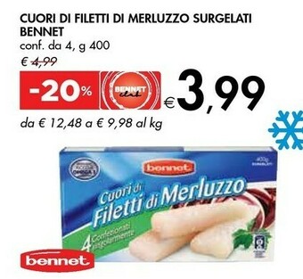 Bennet Bennet Cuori Di Filetti Di Merluzzo Surgelati offerta