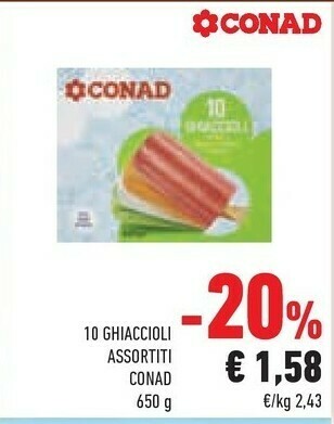 Conad Conad - Ghiaccioli Menta Limone Amarena Arancia 650 G(ml) offerta