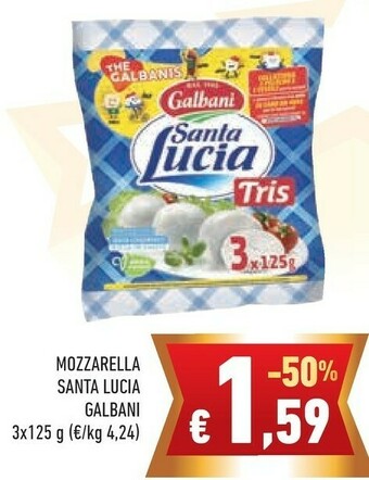 Conad Galbani Santa Lucia Tris Mozzarella 375 G(ml) offerta