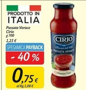 Carrefour Market Cirio La Verace Passata 700 G(ml) offerta