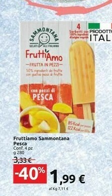 Sammontana Fruttiamo Frutta In Pezzi Con Pezzi Di Pesca 280 G(ml)