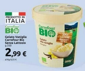 Carrefour Market Carrefour - Bio Gelato Alla Vaniglia Biologico 350 G(ml) offerta