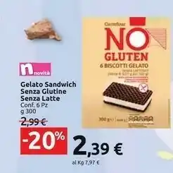 Carrefour Market Carerfour Gelato Sandwich Senza Glutine Senza Latte offerta