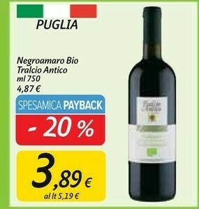 Carrefour Market Tralcio antico Negroamaro Bio offerta