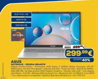 Euronics Asus notebook - m515da-br1427w offerta