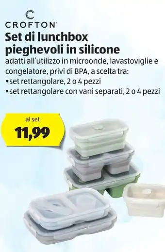 ALDI Crofton Set di lunchbox pieghevoli in silicone offerta