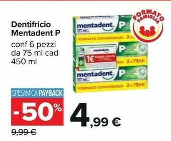 Carrefour Mentadent Dentifricio offerta