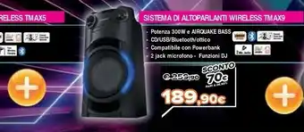 Expert Panasonic Sistema Di Altoparlanti Wireless TMAX9 offerta