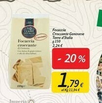 Carrefour Market Terre d'Italia Focaccia Croccante Genovese 150 G(ml) offerta