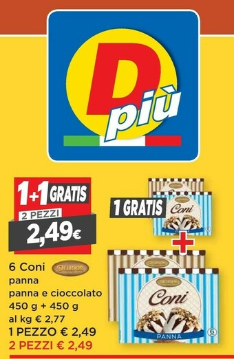 DPiù Delidor 6 Coni Panna E Cioccolato offerta