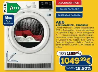Euronics Aeg asciugatrice - trg83gw offerta