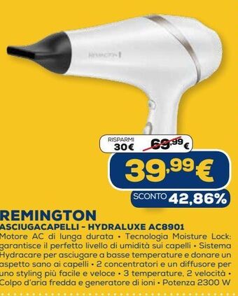 Euronics Remington asciugacapelli - hydraluxe ac8901 offerta