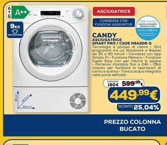 Candy asciugatrice smart pro / csoe h9a2de-s