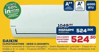 Euronics Daikin climatizzatore - serie q 12000btu offerta