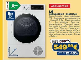 Euronics Lg asciugatrice - rh80m3av offerta
