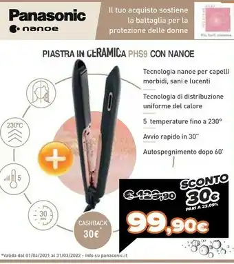 Expert Panasonic Piastra In Ceramica Con Nanoe PHS9 offerta