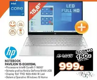 Expert HP Pavilion 15-eg0015nl DDR4-SDRAM Computer Portatile 39,6 Cm (15.6") 1920 X 1080 Pixel Intel® Core™ I7 Di Undicesima Generaz offerta